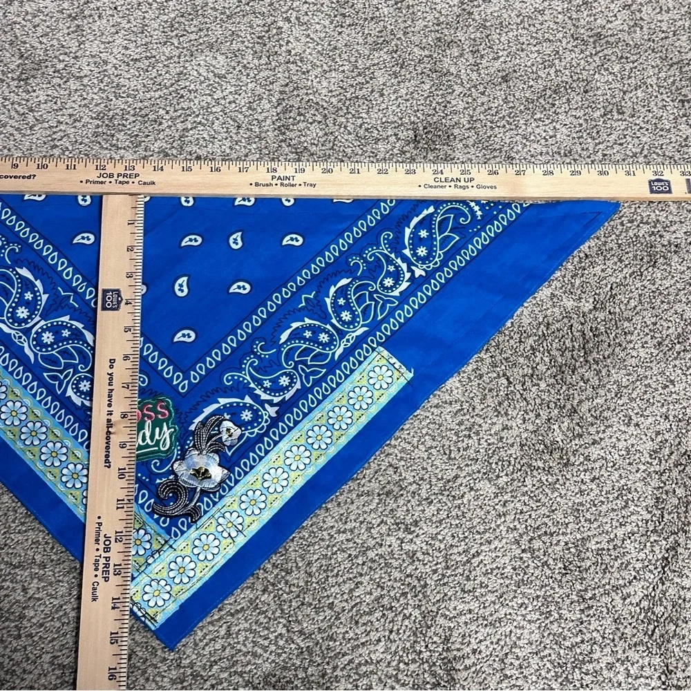 Choker Blue Bandana Cowgirl Collar Scarf Hand Crafted Head Neck Neckerchief
